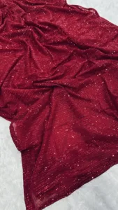 Lustrous Elegance Red Sequin Saree