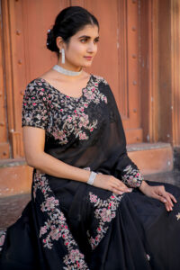 Midnight Enchantress Silk Saree