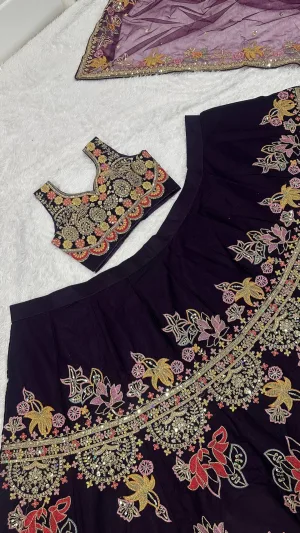 Deep Violet Kasturi Silk Lehenga Set