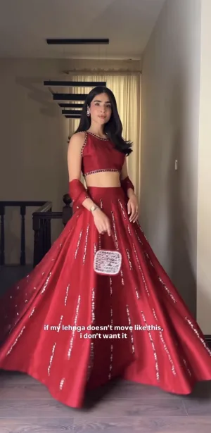 Ruby Radiance Mirror Work Lehenga Set