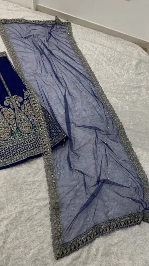 Ethereal Royal Blue Thai Silk Lehenga Set
