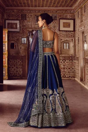 Ethereal Royal Blue Thai Silk Lehenga Set