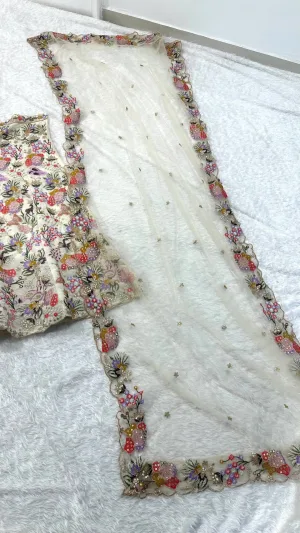 Garden of Elegance Floral Faux Georgette Lehenga Set