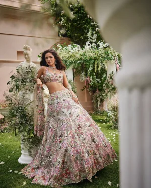 Garden of Elegance Floral Faux Georgette Lehenga Set