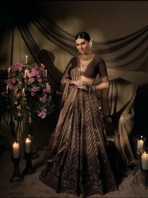 Chocolate Royale Thai Silk Designer Lehenga