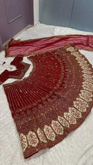 Crimson Royale Rangoon Silk Lehenga Set