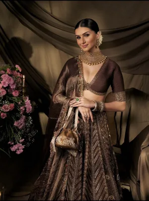 Chocolate Royale Thai Silk Designer Lehenga