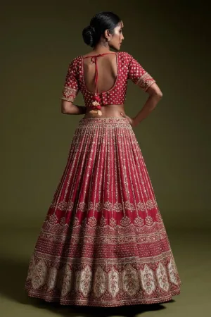 Crimson Royale Rangoon Silk Lehenga Set