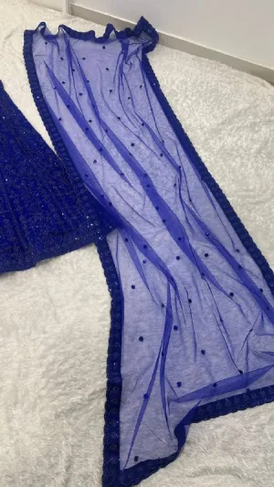 Royal Blue Sparkle Sequin Lehenga Set