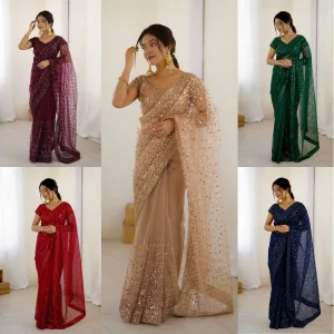 Celestial Sparkle Net Saree