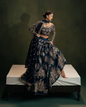 Midnight Royal Polo Silk Lehenga