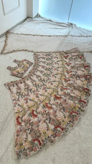 Floral Rainbow Sequin Net Lehenga Set