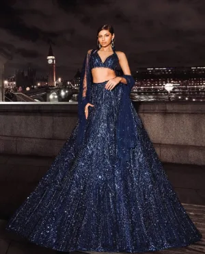 Midnight Sequin Net Lehenga Set