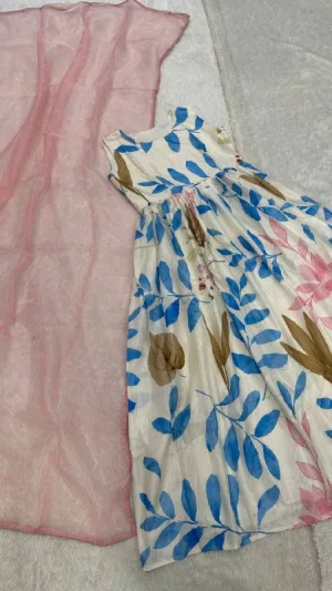 Blossom Breeze Dola Silk Digital Print Gown Set