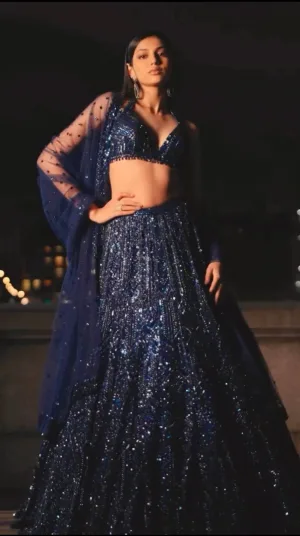 Midnight Sequin Net Lehenga Set