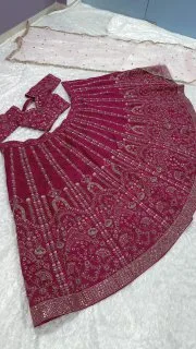 Rosé Royale Embroidered Slub Silk Lehenga Set