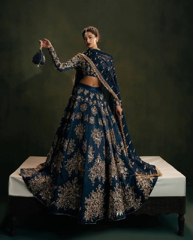 Midnight Royal Polo Silk Lehenga