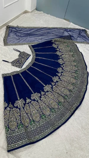 Ethereal Royal Blue Thai Silk Lehenga Set