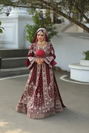 [QA-Test] Mehrunissa Crimson Zardozi Lehenga