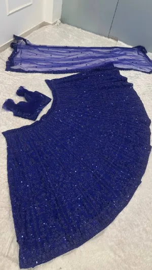 Royal Blue Sparkle Sequin Lehenga Set