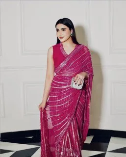 Rosé Sparkle Georgette Party Wear Saree alternate view