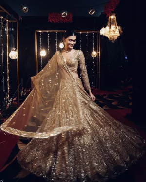 Champagne Royale Kasturi Silk Lehenga Set