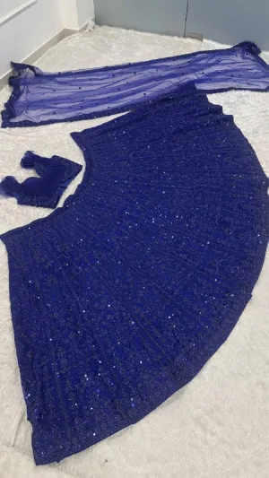 Royal Blue Sparkle Sequin Lehenga Set
