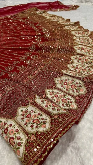 Crimson Royale Rangoon Silk Lehenga Set