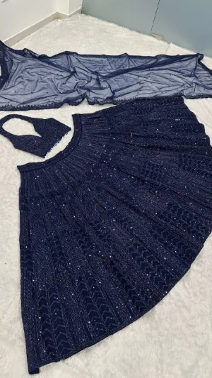 Midnight Sequin Net Lehenga Set