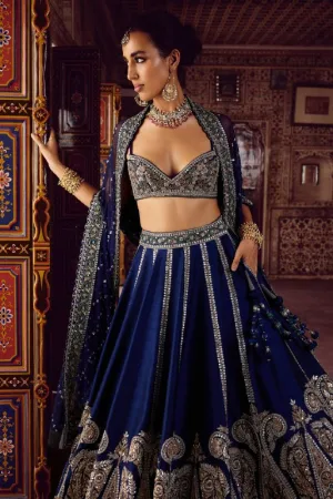 Ethereal Royal Blue Thai Silk Lehenga Set