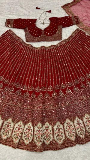 Crimson Royale Rangoon Silk Lehenga Set