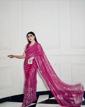 Rosé Sparkle Georgette Party Wear Saree