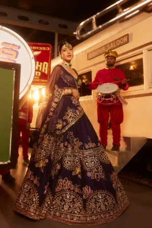 Deep Violet Kasturi Silk Lehenga Set