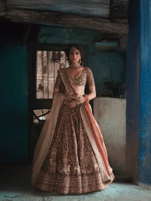 Royal Brown Kasturi Silk Lehenga Set
