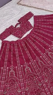 Rosé Royale Embroidered Slub Silk Lehenga Set alternate view