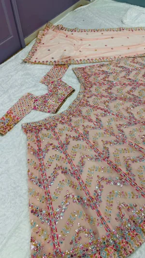 Blush Royale Faux Georgette Lehenga Set