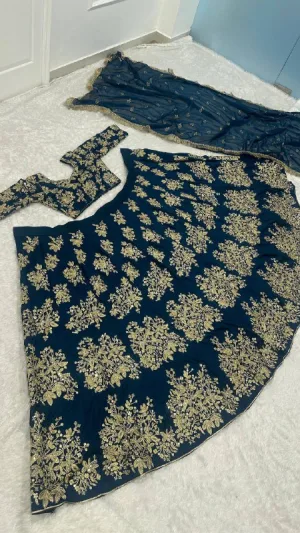 Midnight Royal Polo Silk Lehenga