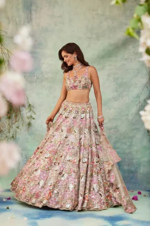Garden of Elegance Floral Faux Georgette Lehenga Set