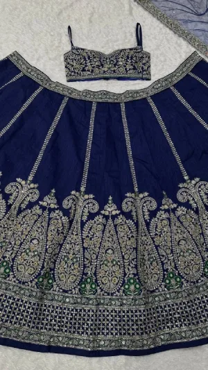Ethereal Royal Blue Thai Silk Lehenga Set