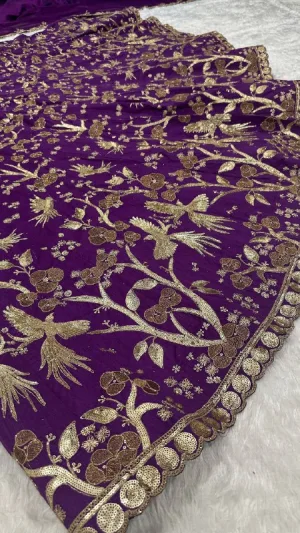 Royal Amethyst Thai Silk Lehenga Set