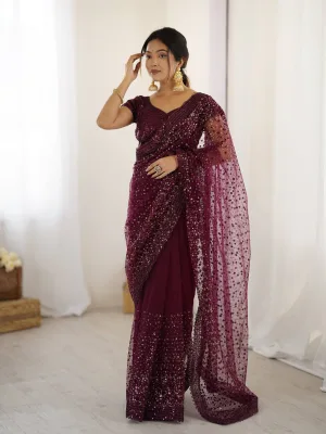 Celestial Sparkle Net Saree