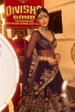 Deep Violet Kasturi Silk Lehenga Set