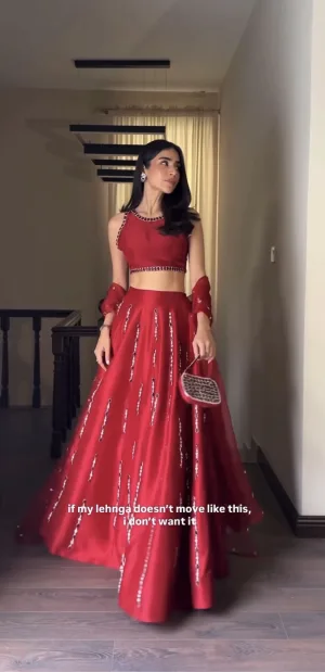 Ruby Radiance Mirror Work Lehenga Set