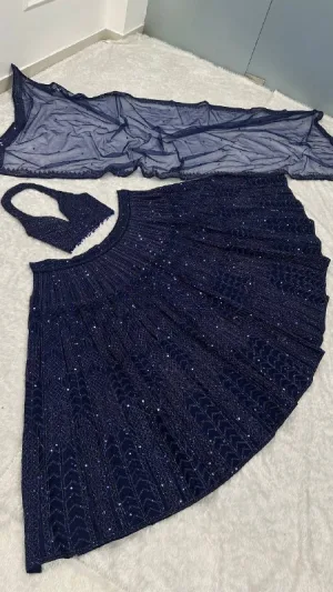 Midnight Sequin Net Lehenga Set