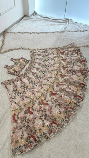 Floral Rainbow Sequin Net Lehenga Set