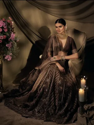 Chocolate Royale Thai Silk Designer Lehenga