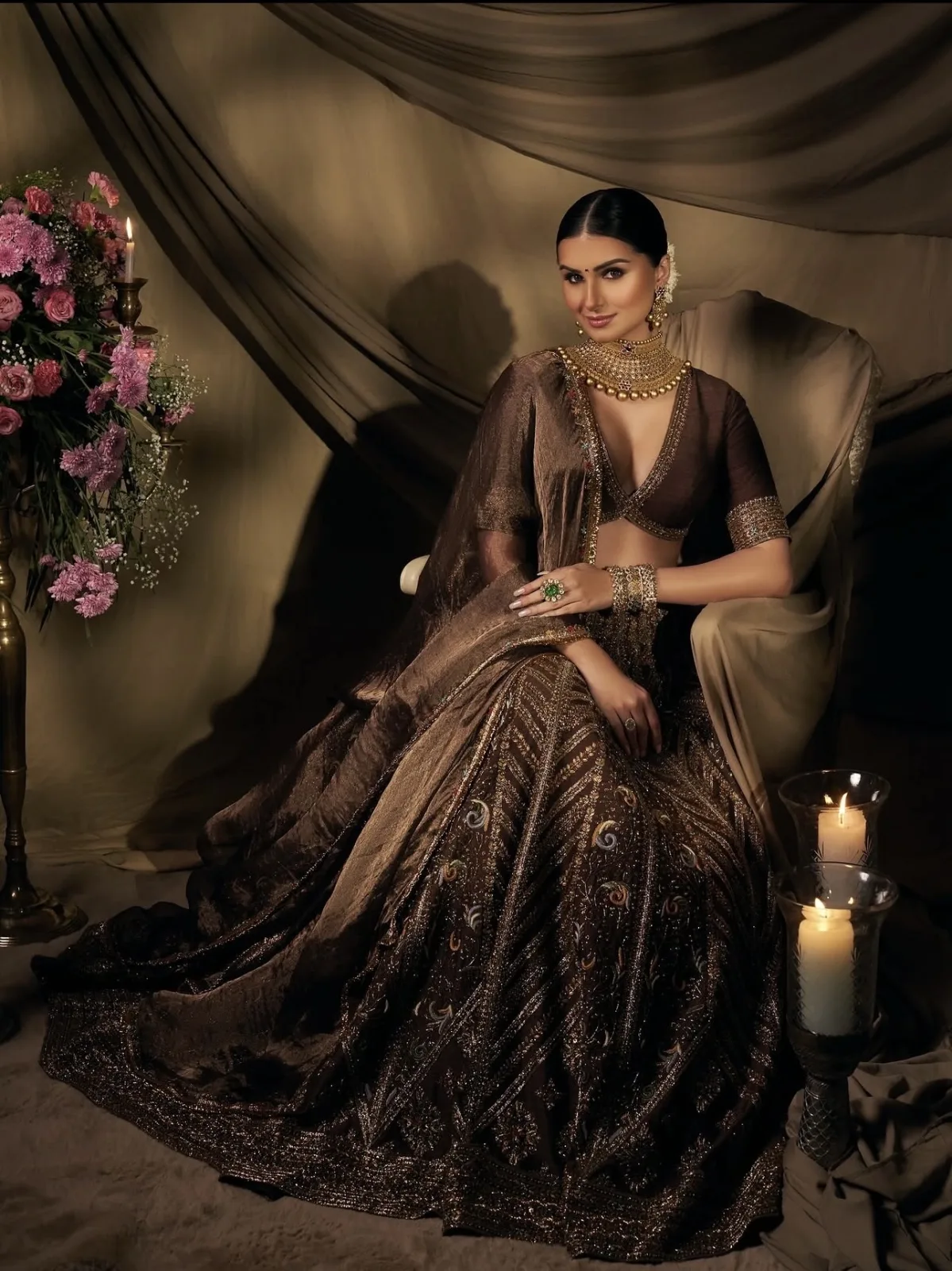 Chocolate Royale Thai Silk Designer Lehenga