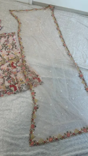 Floral Rainbow Sequin Net Lehenga Set