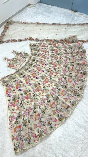 Garden of Elegance Floral Faux Georgette Lehenga Set