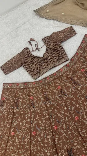 Royal Brown Kasturi Silk Lehenga Set